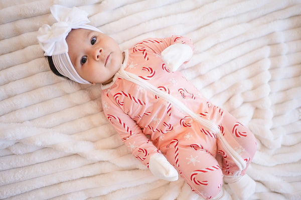 Pink Candy Cane (Convertible Zip Footies)