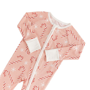 Pink Candy Cane (Convertible Zip Footies)