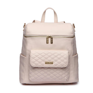 Pastel pink signature diaper bag, stylish and functional for modern parents.