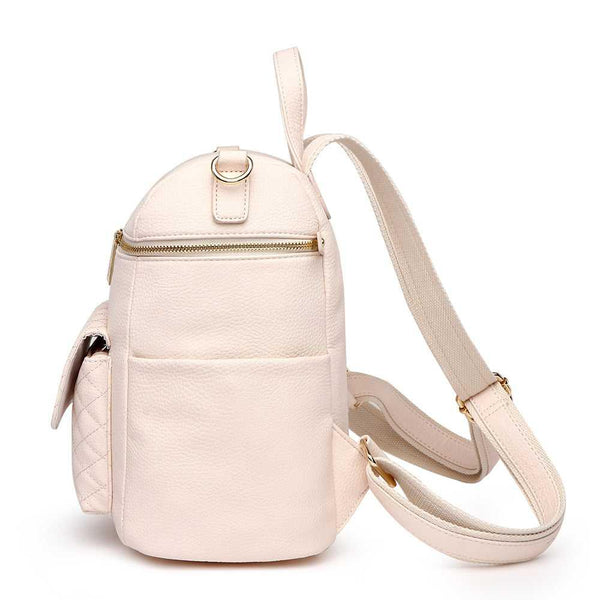 Pastel pink Petit Diaper Bag at angle 5, stylish and functional for modern parents.