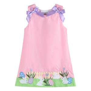 Pink Easter Bunny Garden Dress for babies, perfect spring outfit for special occasions and playful outings.