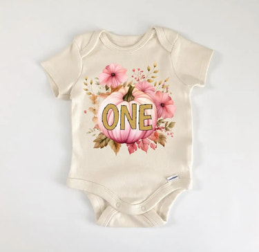 Pink Fall Pumpkin Birthday - Baby Boy Girl Clothes Infant Bodysuit Funny Cute Newborn Baby Bodysuit