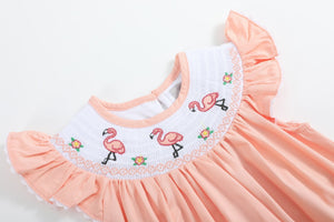 Pink Flamingo Smocked Flutter Romper
