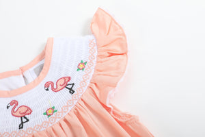 Pink Flamingo Smocked Flutter Romper