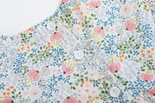 Pink Floral Print Smocked Flutter BubbleRomper