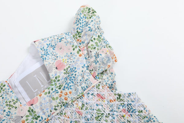 Pink Floral Print Smocked Flutter BubbleRomper