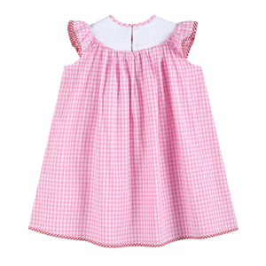 Pink Gingham Crawfish Smocked Bishop Dress