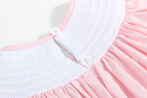Pink Hearts & Bows Smocked Bishop Dress for babies, showcasing a charming design from angle 4.