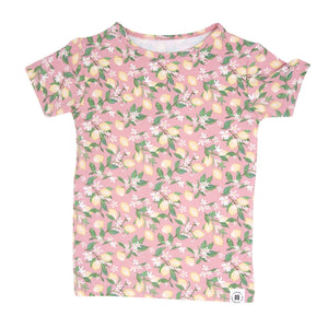 Pink Lemon Floral Print Summer Pajama Set