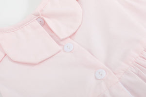 Pink Petal Collared Smocked Bubble Romper