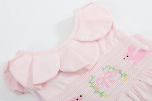 Pink Petal Collared Smocked Bubble Romper