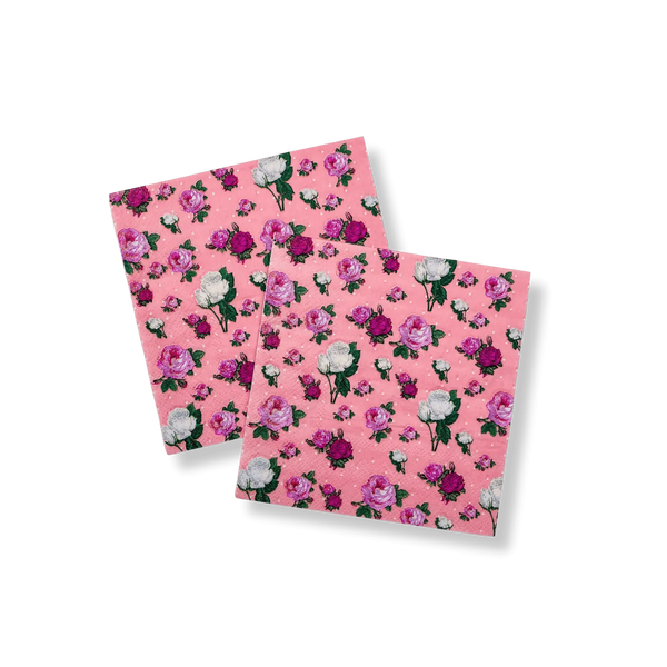 Pink Polka Dot Vintage French Floral Cocktail Paper Napkins (16pcs)