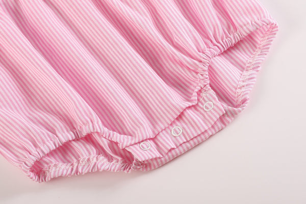Pink Striped Lil Sister Smocked Bubble Romper