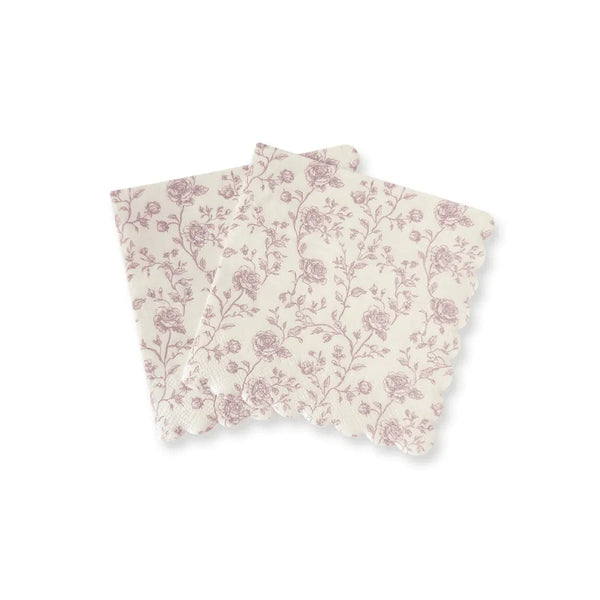 Pink Toile Cocktail Napkins, 12pcs