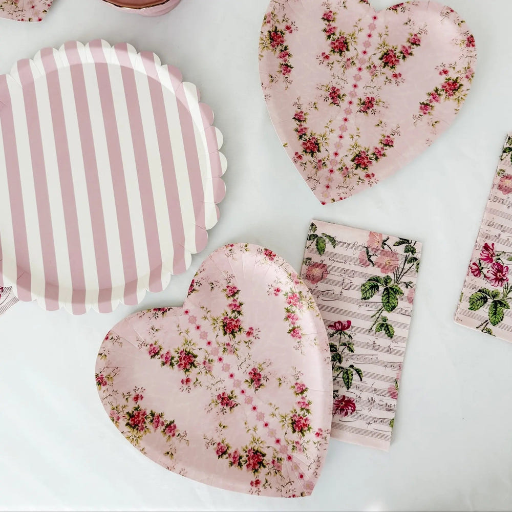 Classic Striped Pink Scalloped Dinner Plate, 12pcs
