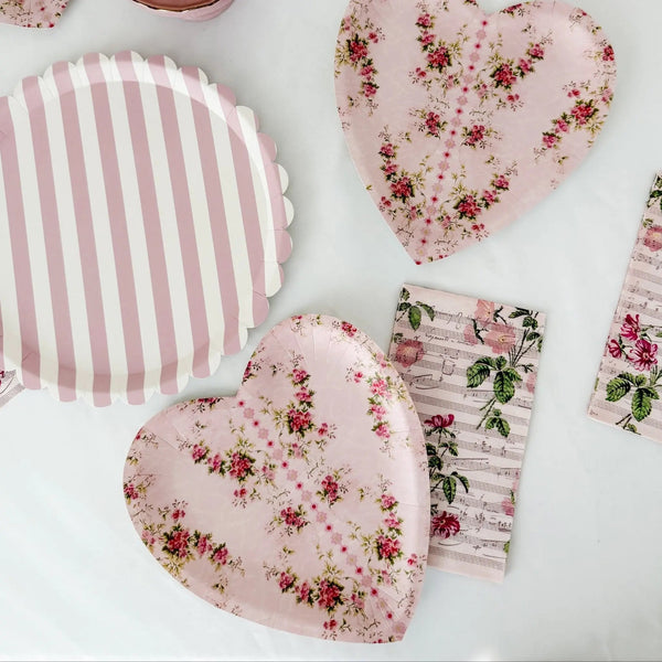 Pink Vintage Floral Love Song Guest Napkins, 12pcs