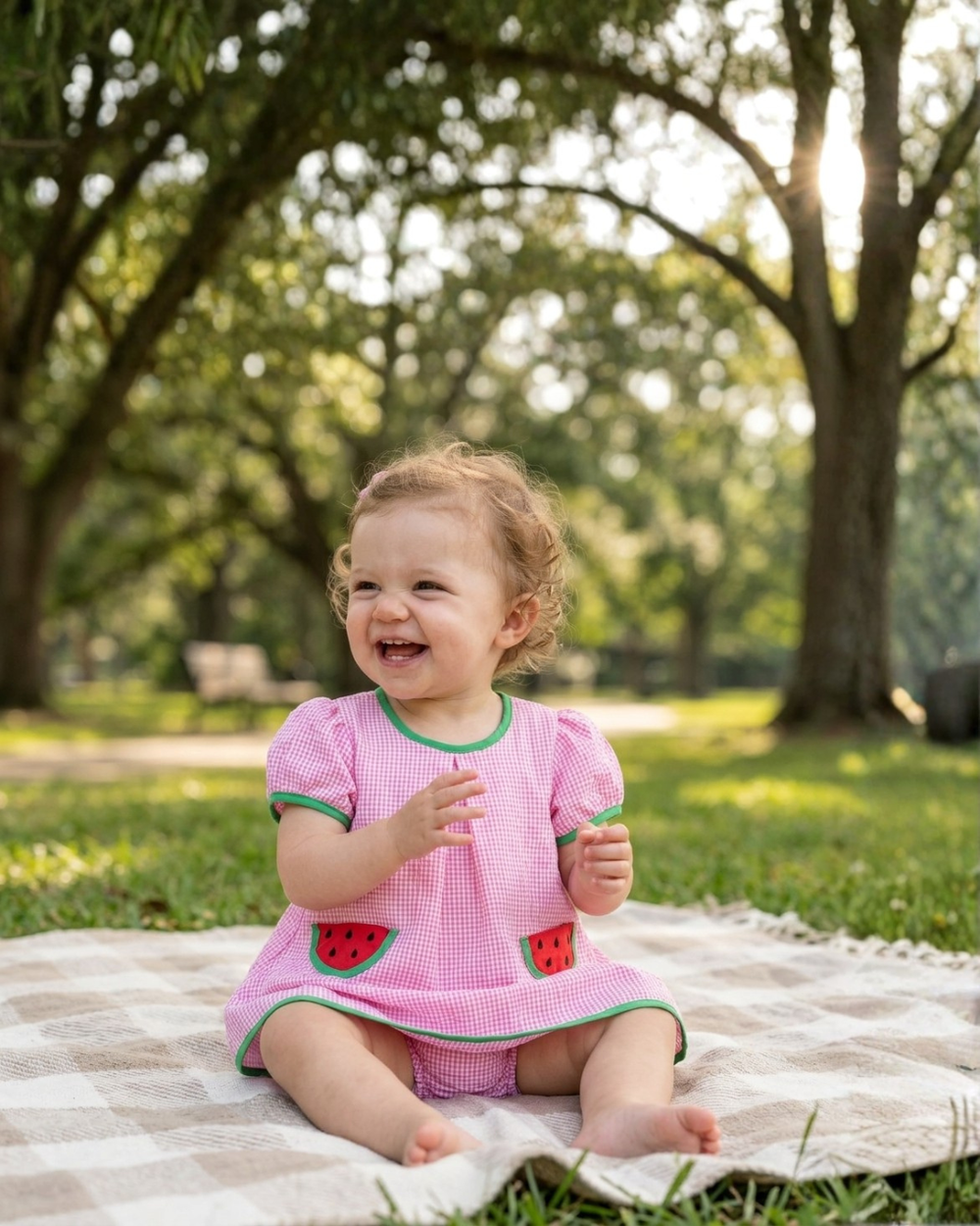 Pink watermelon dress and panty cover set for babies, perfect for summer outfits and playful occasions.