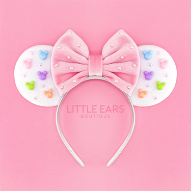 Pink & White Velvet Mickey Ears