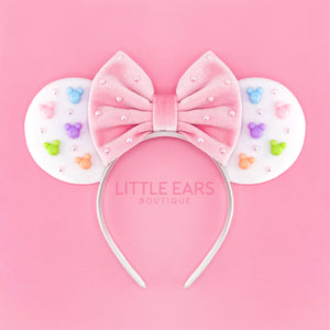 Pink & White Velvet Mickey Ears