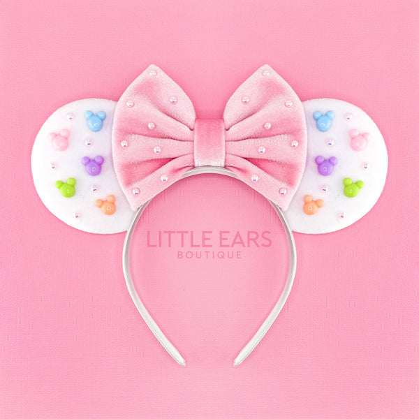 Pink & White Velvet Mickey Ears