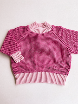 colorblock sweater - pink/light pink