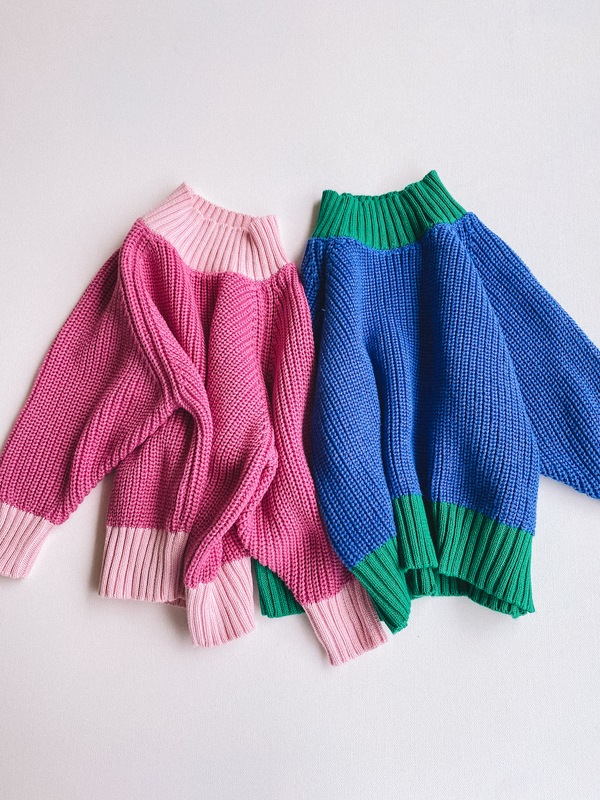 colorblock sweater - blue/green