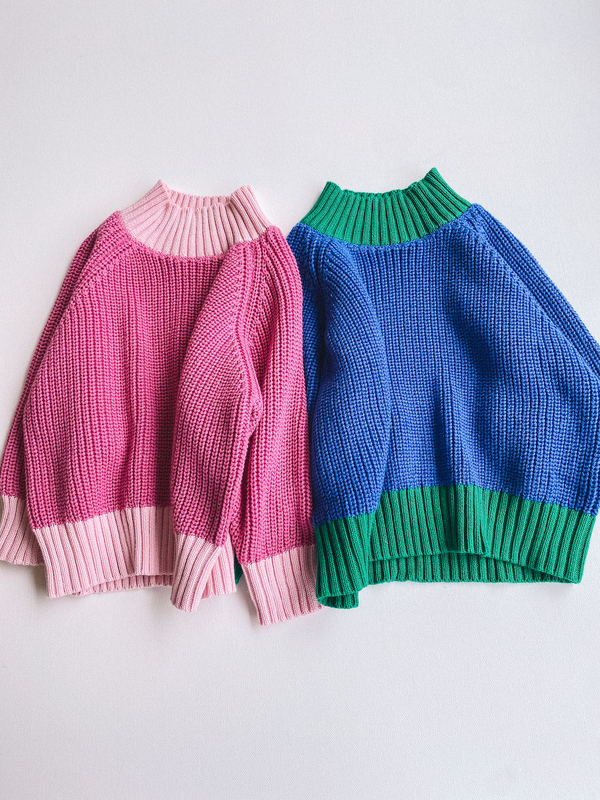 colorblock sweater - blue/green