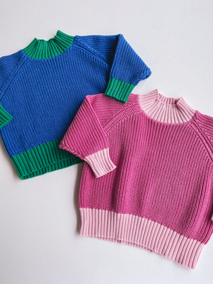 colorblock sweater - pink/light pink