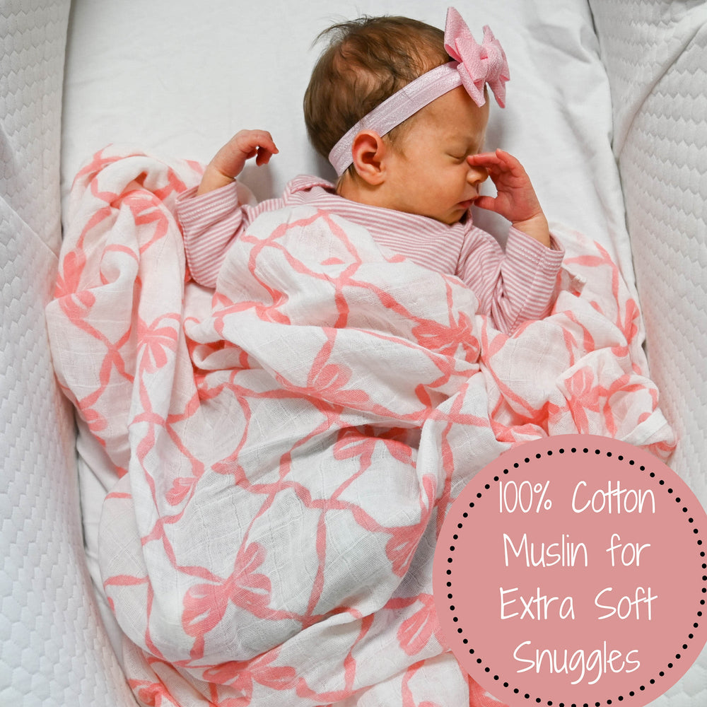 Beautiful Bows Baby Muslin Swaddle Blanket