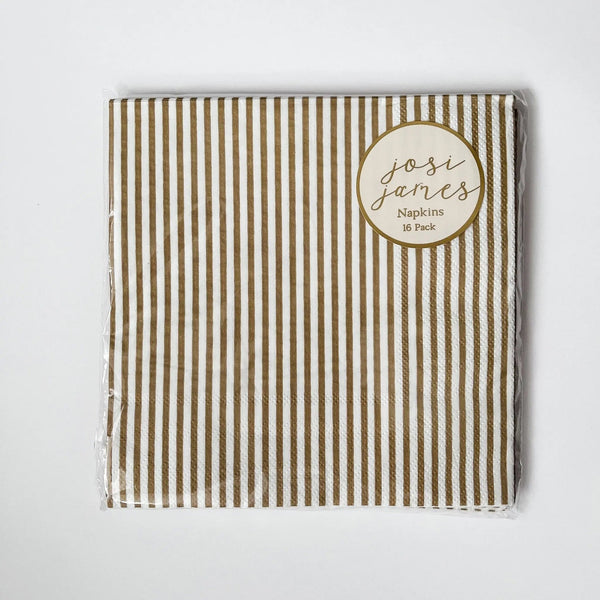 Pinstripe Gold Matte Large Disposable Paper Napkins (16pcs)
