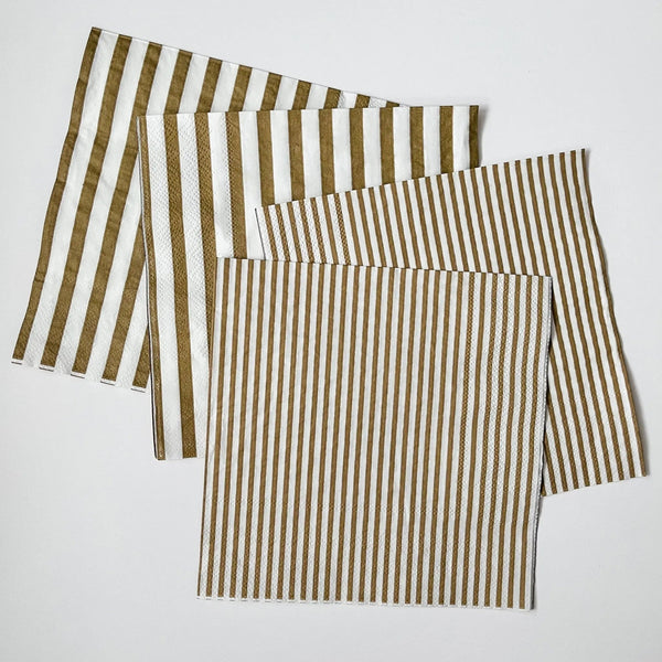 Pinstripe Gold Matte Large Disposable Paper Napkins (16pcs)