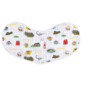 GiftSet: Pittsburgh Baby Muslin Swaddle Blanket and Burp Cloth/Bib Combo Baby Shower Essential for Newborn