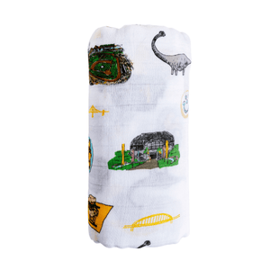 GiftSet: Pittsburgh Baby Muslin Swaddle Blanket and Burp Cloth/Bib Combo Baby Shower Essential for Newborn