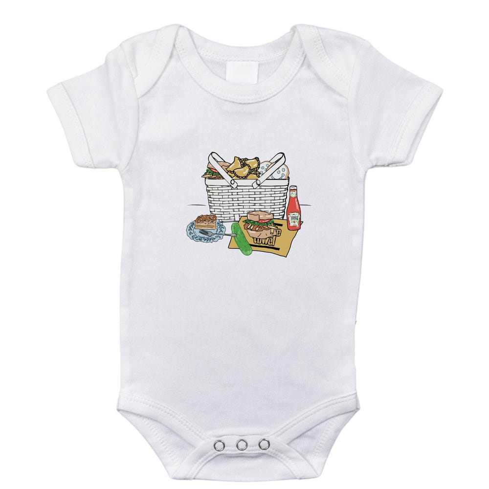 Pittsburgh Picnic Baby Onesie - Cute short sleeve bodysuit for infants, perfect for summer outings and picnics.