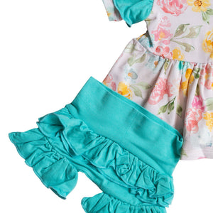 Kayelee Floral Bamboo Peplum + Bummie Set