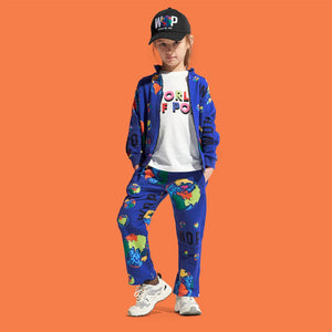 "Baby 'Planets' printed jacket in angle view, colorful design perfect for little explorers."