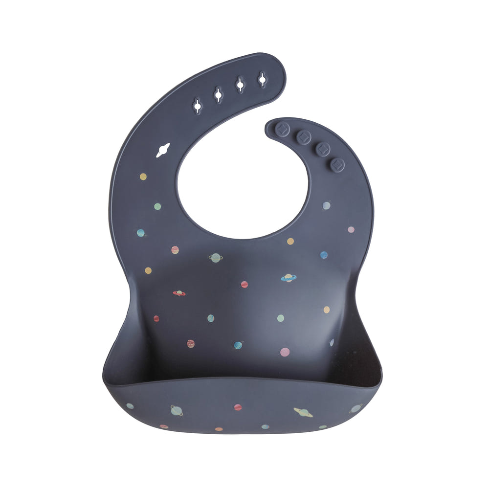 Mushie Silicone Baby Bib Adjustable Neck Strap Deep Pocket