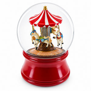 Whirling Carousel Wind-up Spinning Horses Musical Water Globe