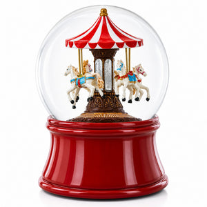 Horses Carousel Melody Spinning Musical Water Globe