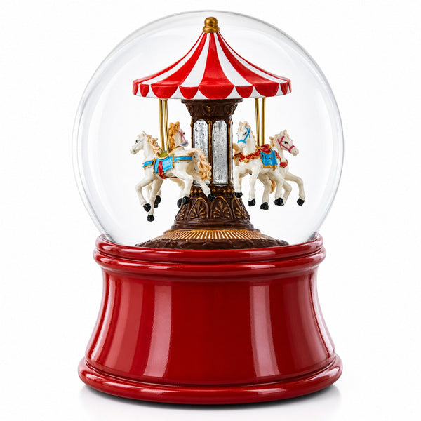 Horses Carousel Melody Spinning Musical Water Globe