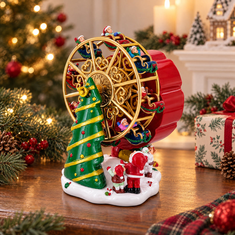 Santa's Whirling Ferris Wheel Rotating Musical Figurine