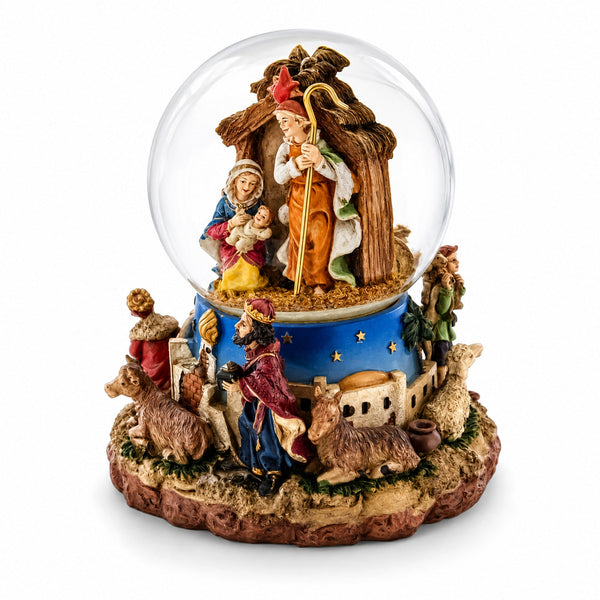 Regal Gift Bearers Nativity Scene Musical Water Snow Globe
