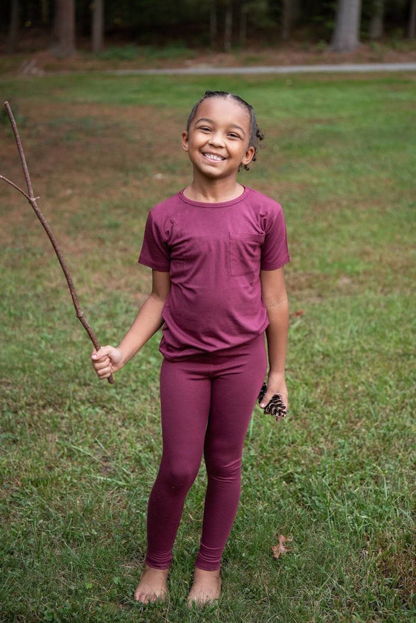 FINAL SALE - Pocket T-Shirt - Burgundy - Ploom Basics Bamboo (Retired fabric)