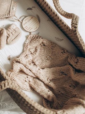 Baby Blanket Hand-Knitted Pointelle