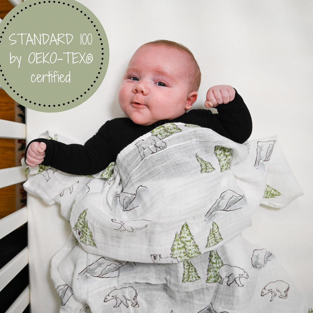 Chill Out Polar Bear Baby Muslin Swaddle Blanket - MOOGCO Baby