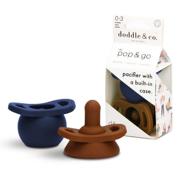 Pop & Go Pacifiers - Chocolate/Navy - MOOGCO Baby