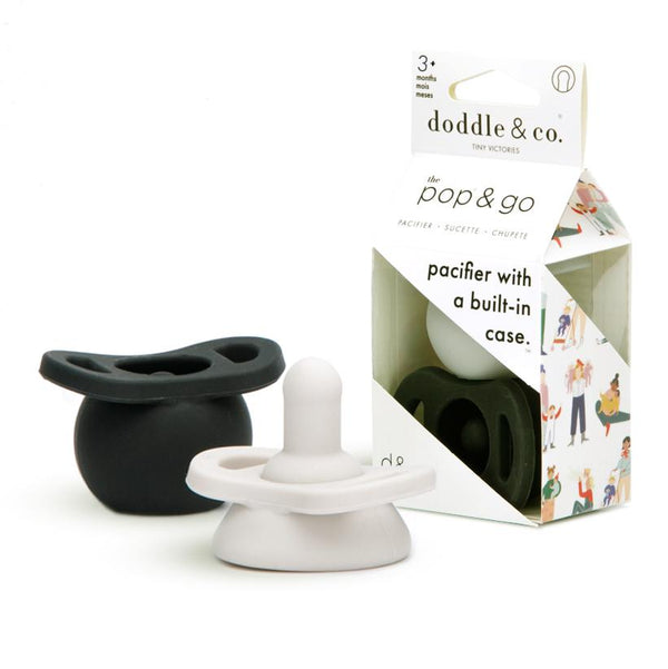 Pop & Go Pacifiers - Cream/Coal - MOOGCO Baby