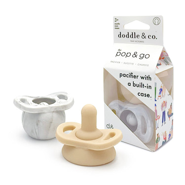 Pop & Go Pacifiers - Marble Grey/Shore - MOOGCO Baby