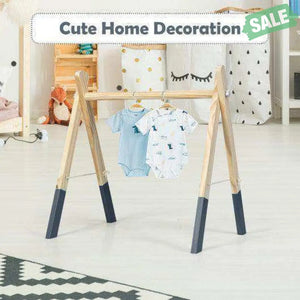 Portable 3 Wooden Newborn Baby Exercise Activity Gym Teething Toys Hanging Bar-Blue Blue Baby Playpen & Playards