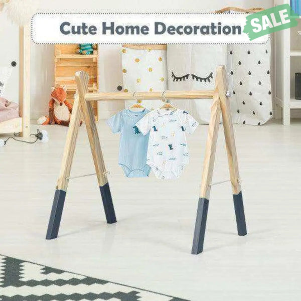 Portable 3 Wooden Newborn Baby Exercise Activity Gym Teething Toys Hanging Bar-Blue Blue Baby Playpen & Playards